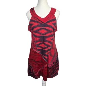 Parsley & Sage‎ Red Aztec Print Cotton Dress Casual Sleeveless Medium